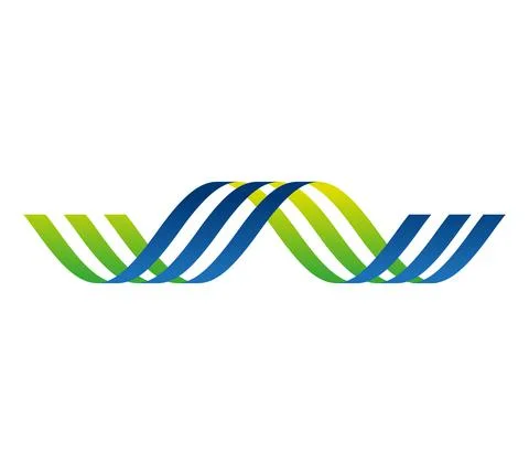 DNA chain. Helix of three blue-green ribbons Stock Illustration