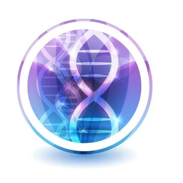 DNA chain sign, round shape colorful overlay flower petals at the background Stock Illustration