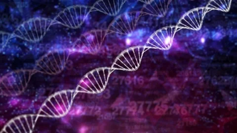 Dna chains on artistic number data background 動画素材 229846260