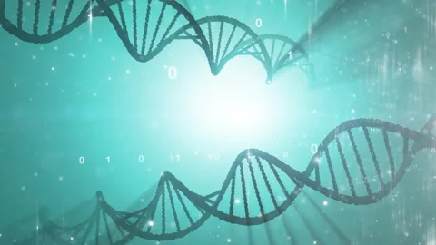 Dna chains rotation on turquoise colored background Video stock 324188708