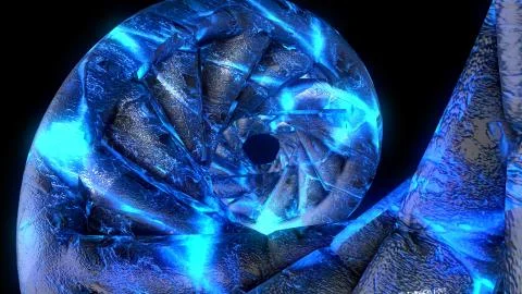 DNA code. Abstract 3d polygonal wireframe DNA molecule helix spiral. イラスト素材