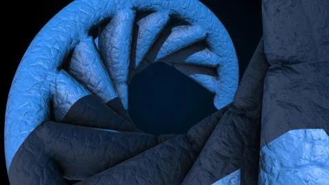 DNA code. Abstract 3d polygonal wireframe DNA molecule helix spiral. Stock Illustration