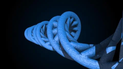 DNA code. Abstract 3d polygonal wireframe DNA molecule helix spiral. Stock Illustration