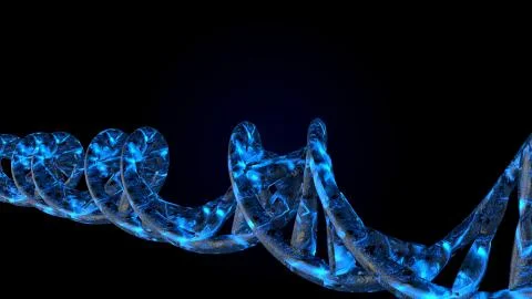 DNA code. Abstract 3d polygonal wireframe DNA molecule helix spiral. Illustrazione stock