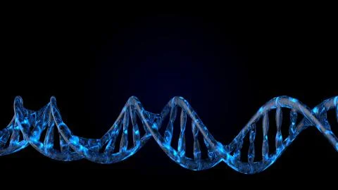 DNA code. Abstract 3d polygonal wireframe DNA molecule helix spiral. Stock Illustration