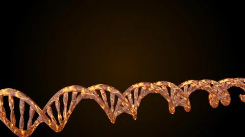 DNA code. Abstract 3d polygonal wireframe DNA molecule helix spiral. Stock Illustration