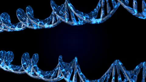 DNA code. Abstract 3d polygonal wireframe DNA molecule helix spiral. 스톡 일러스트