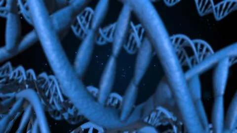 DNA code. Abstract 3d polygonal wireframe DNA molecule helix spiral. Stock-Illustration