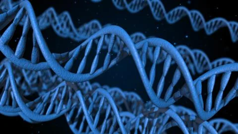 DNA code. Abstract 3d polygonal wireframe DNA molecule helix spiral. Illustrazione stock