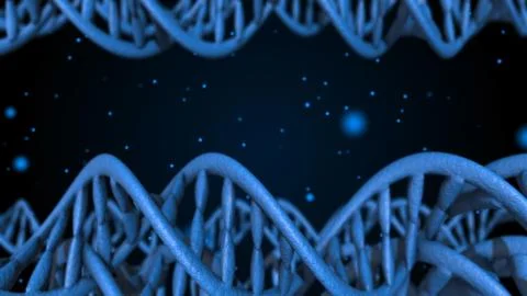 DNA code. Abstract 3d polygonal wireframe DNA molecule helix spiral. Illustrazione stock