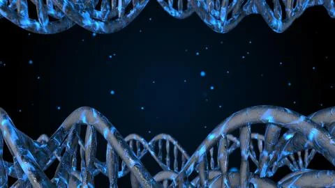 DNA code. Abstract 3d polygonal wireframe DNA molecule helix spiral. Stock Illustration