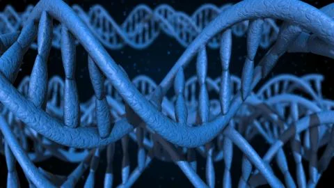 DNA code. Abstract 3d polygonal wireframe DNA molecule helix spiral. Stock Illustration