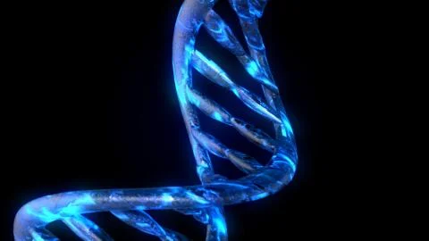 DNA code. Abstract 3d polygonal wireframe DNA molecule helix spiral. Illustrazione stock