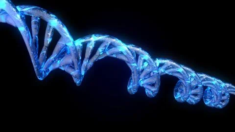 DNA code. Abstract 3d polygonal wireframe DNA molecule helix spiral. Illustrazione stock