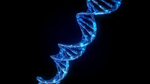 DNA code. Abstract 3d polygonal wireframe DNA molecule helix spiral. Stock Illustration