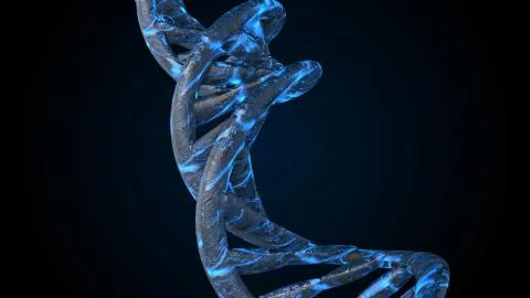 DNA code. Abstract 3d polygonal wireframe DNA molecule helix spiral. Stock Illustration