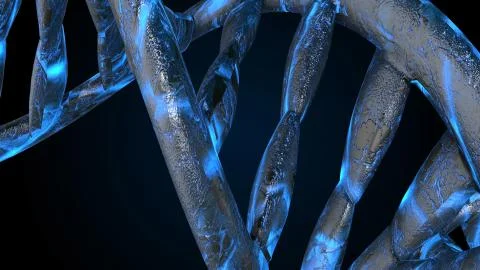 DNA code. Abstract 3d polygonal wireframe DNA molecule helix spiral. Illustrazione stock