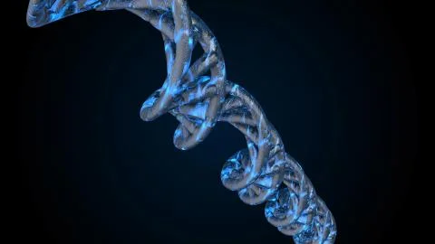 DNA code. Abstract 3d polygonal wireframe DNA molecule helix spiral. Illustrazione stock