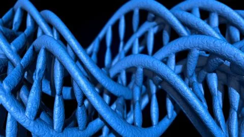 DNA code. Abstract 3d polygonal wireframe DNA molecule helix spiral. Stock-Illustration