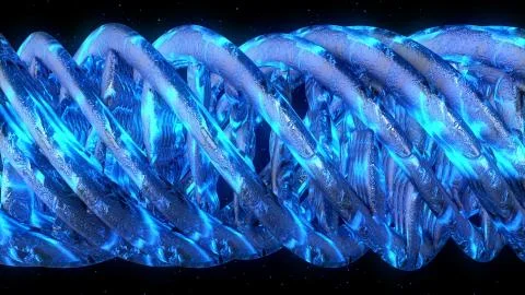 DNA code. Abstract 3d polygonal wireframe DNA molecule helix spiral. Stock-Illustration