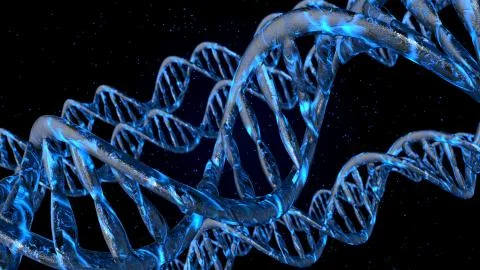 DNA code. Abstract 3d polygonal wireframe DNA molecule helix spiral. Illustrazione stock