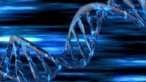 DNA code. Abstract 3d polygonal wireframe DNA molecule helix spiral. Illustrazione stock