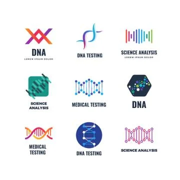 Dna code biotech vector science genetics logo. Helix molecule biotechnology イラスト素材