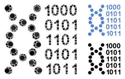 DNA Code Composition Icon of Round Dots Illustrazione stock