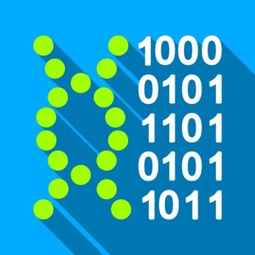 DNA Code Flat Long Shadow Square Icon イラスト素材