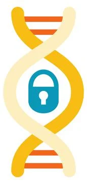 Dna code icon. Genetic helix lock. Biology research イラスト素材