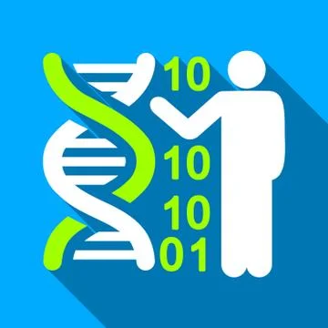 DNA Code Lecture Flat Long Shadow Square Icon Illustrazione stock