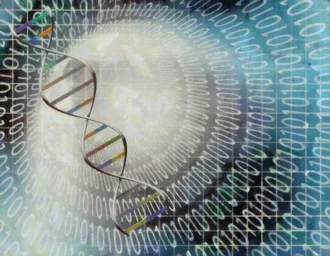 DNA code Modern art. DNA chain inside tunnel of binary code. Copyright: xZ... 写真素材