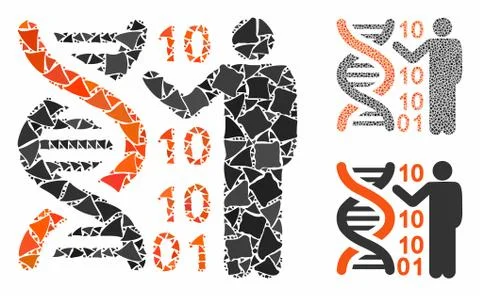 DNA code report Composition Icon of Irregular Parts Stock Illustration
