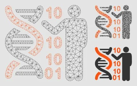 DNA Code Report Vector Mesh 2D Model and Triangle Mosaic Icon Stock Illustration