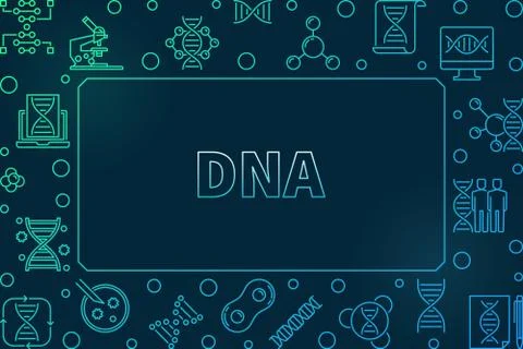 DNA colorful linear horizontal frame. Vector illustration Stock Illustration