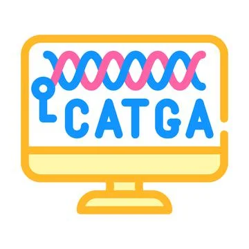 Dna on computer screen color icon vector illustration Stock Illustration