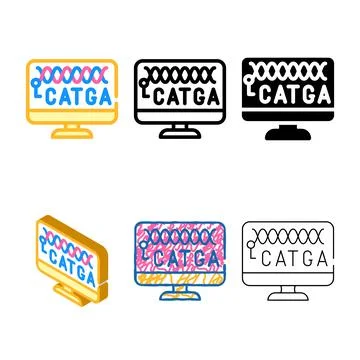 Dna on computer screen color icon vector stylized イラスト素材