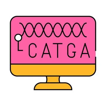 Dna on computer screen icon color illustration 库存插图