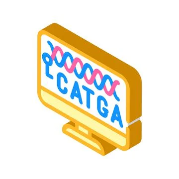 Dna on computer screen isometric icon vector illustration Stock Illustration