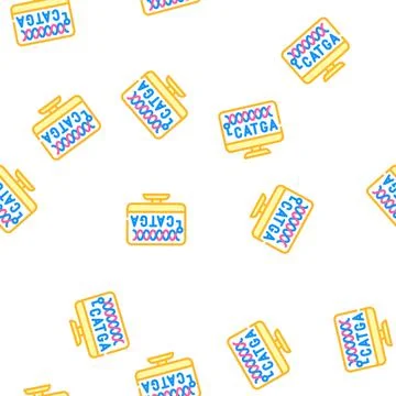 Dna on computer screen vector seamless pattern Illustrazione stock