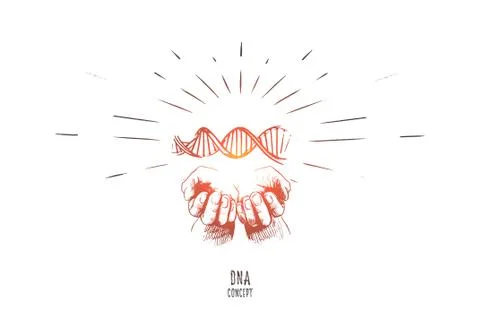 DNA concept. Hand drawn isolated vector. Illustrazione stock