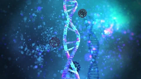 DNA with covid in cell Stock Footage 162401871