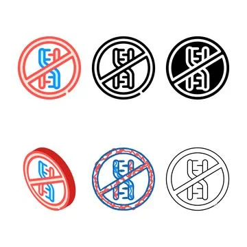 Dna crossed multistyle out mark color icon vector 스톡 일러스트