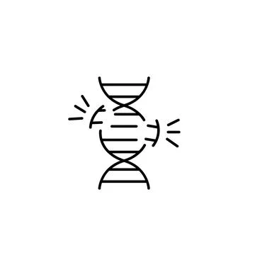 DNA, damage icon. Simple line, outline vector of gene modification icons for ui Stockillustratie