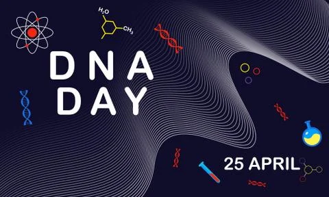 DNA day typography poster. Science concept vector illustration in modern colo 库存插图
