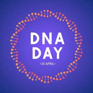 DNA day typography poster. Science concept vector illustration. Neon helix of Illustrazione stock