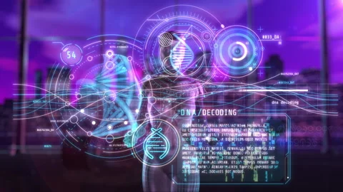 DNA decoding by artificial intelligence. 3D render Stock-Footage 260300684