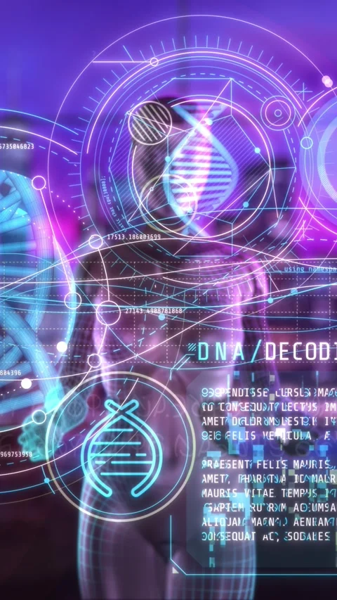 DNA decoding by artificial intelligence. 3D render Stock Footage 275846265