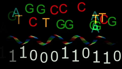 DNA digital data storage. ATCG four basic nucleotides in DNA. Stock Footage 302463188