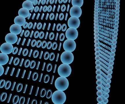 DNA digital data storage with binary number Illustrazione stock